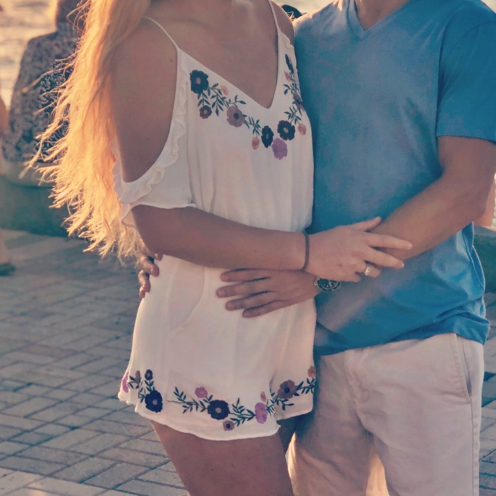 Forever 21 floral white romper